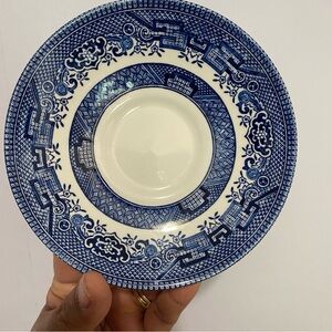 Churchill England Blue Willow Style Saucers 5.5" Staffordshire Set of 2